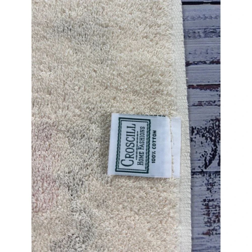 Croscill Hand Towel Cream Floral Rose Grapes Cotton Terry Cloth 2 Piece Set